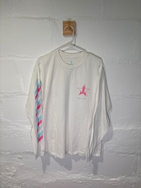 Jeffree Star White Tee with Pink & Teal Star Graphics